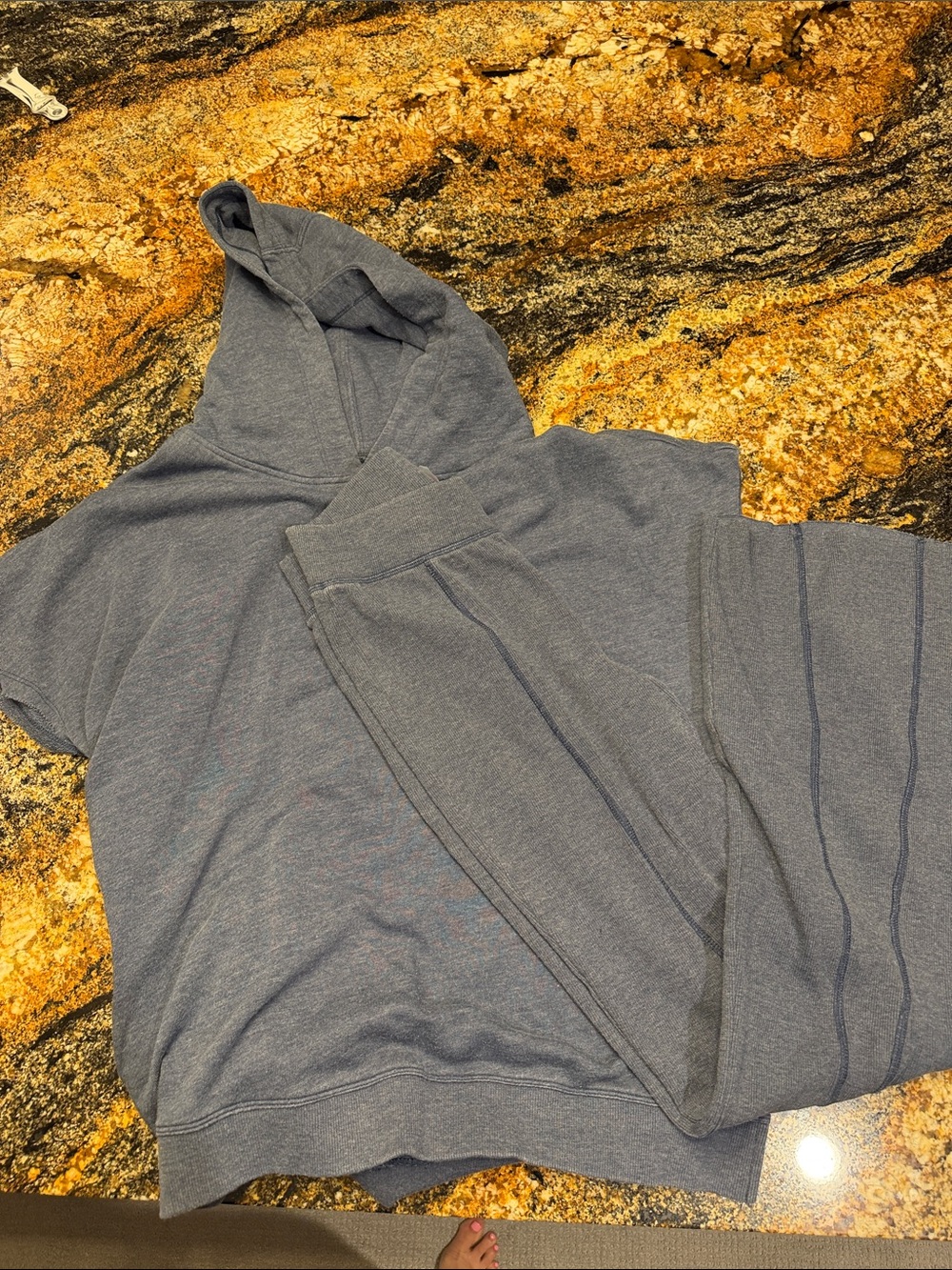 Heather Slate Hooded Pullover Sweatshirt + flare pants